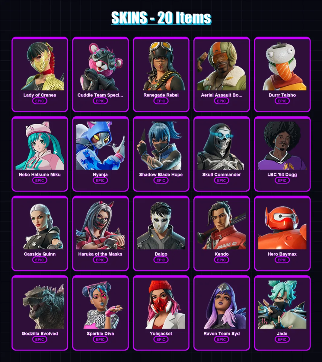 [PC/XBOX/PSN] | Lady of Cranes | Cuddle Team Specialist | Renegade Rebel | 20 skin | Lv92