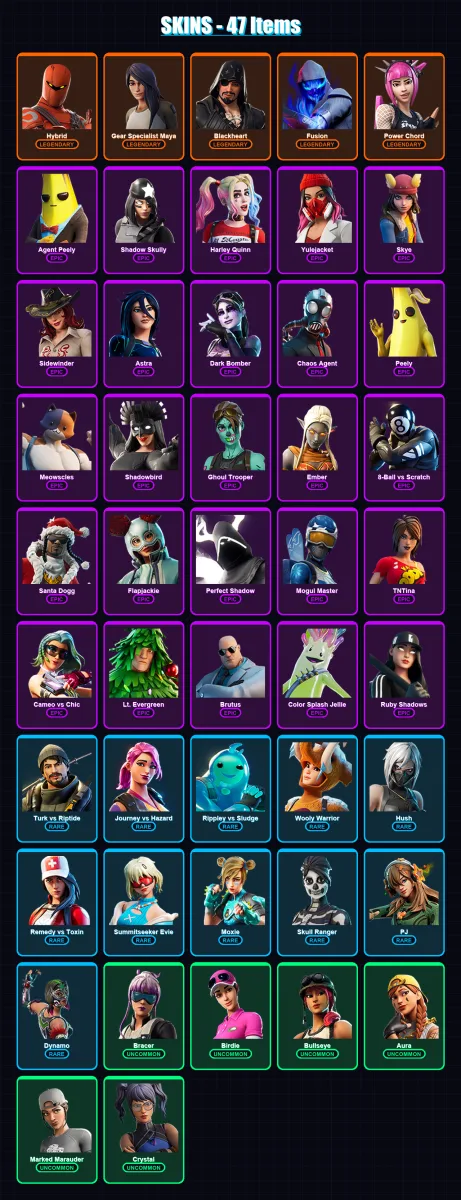 [PC/XBOX/PSN] | Hybrid | Gear Specialist Maya | Blackheart | Fusion | Power Chord | 47 skin | 57 pickaxe | 57 emote | 47 glider | Lv1062 — Fortnite account
