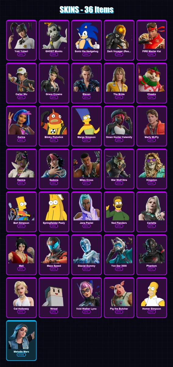 [PS4/PS5/PC] | Yuki Yubari | GHOST Monks | Sonic the Hedgehog | 36 skin | Lv633
