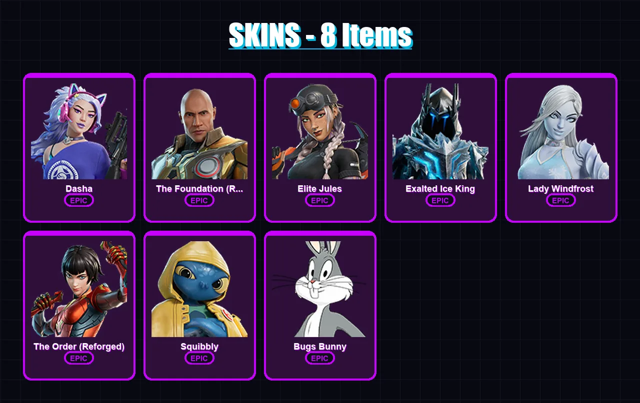 [PS4/PS5/XBOX/PC] | Dasha | The Foundation (Reforged) | Elite Jules | 8 skin | Lv193