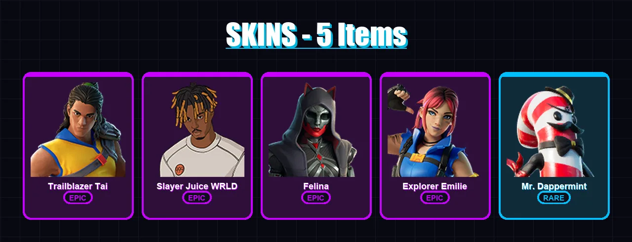 [PS4/PS5/XBOX/PC] | Trailblazer Tai | Slayer Juice WRLD | Felina | 5 skin | Lv163