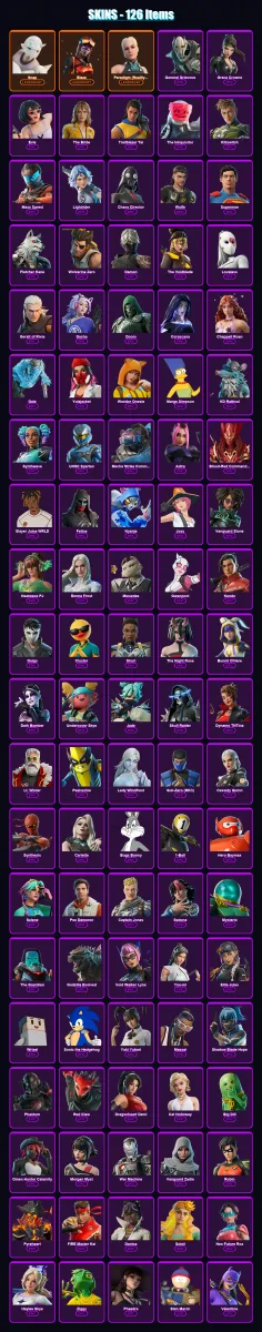 [PC/PSN] | Snap | Blaze | Paradigm (Reality-659) | General Grievous | Grace Crowne | 126 skin | 188 pickaxe | 102 emote | 111 glider | Lv3107