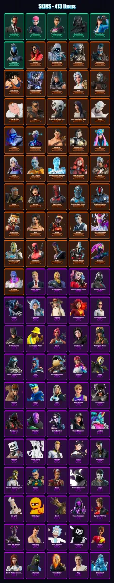 [PC/XBOX] | John Wick | Wildcat | Trinity Trooper | Darth Vader | Cloud Striker | 413 skin | 325 pickaxe | 211 emote | 209 glider | Lv3379