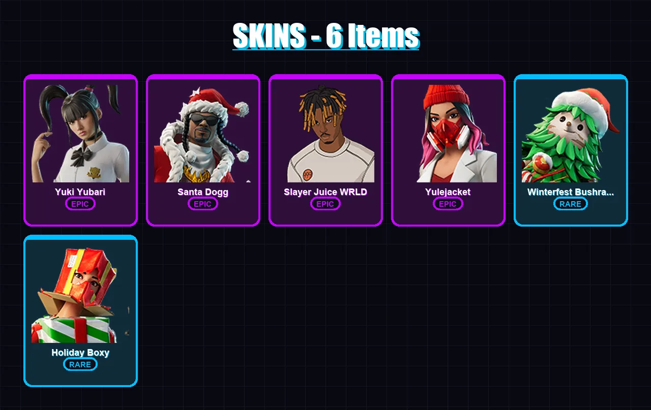 [SWITCH/XBOX/PSN/PC] | Yuki Yubari | Santa Dogg | Slayer Juice WRLD | 6 skin | Lv16