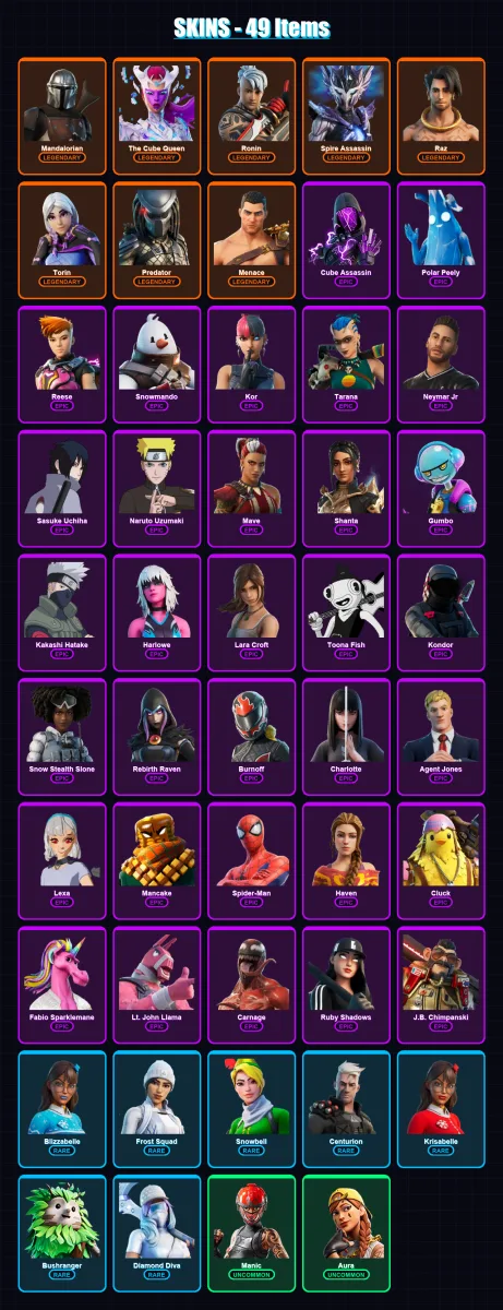 [PC/XBOX/PSN] | Mandalorian | The Cube Queen | Ronin | Spire Assassin | Raz | 49 skin | 60 pickaxe | 39 emote | 45 glider | Lv559 — Fortnite account