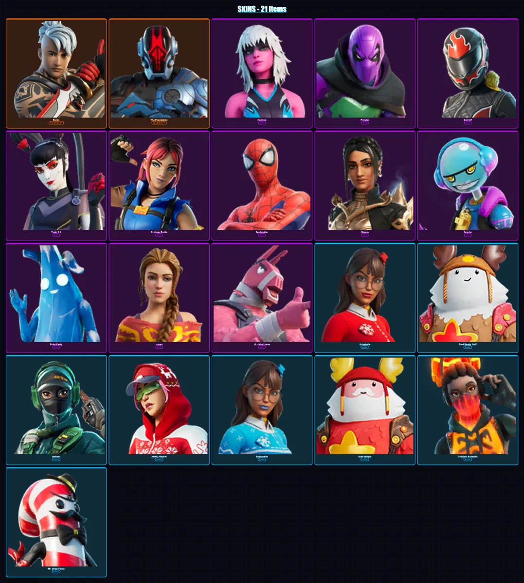 [PC] | Ronin | The Foundation | Harlowe | Prowler | Burnoff | 21 skin | 29 pickaxe | 18 emote | 28 glider | Lv404 — Fortnite account