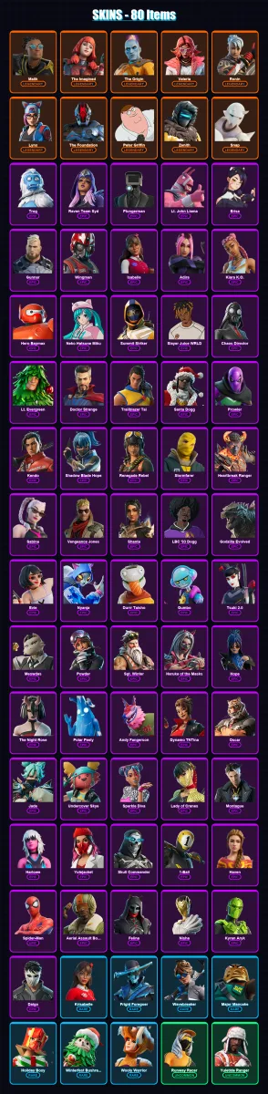 [PC/XBOX] | Malik | The Imagined | The Origin | Valeria | Ronin | 80 skin | 89 pickaxe | 81 emote | 67 glider | Lv1021