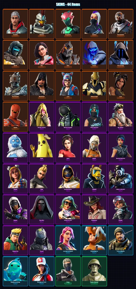 [PC/XBOX/PSN] | Vendetta | Sentinel | Singularity | Catalyst | The Scientist | 44 skin | 39 pickaxe | 51 emote | 43 glider | Lv694
