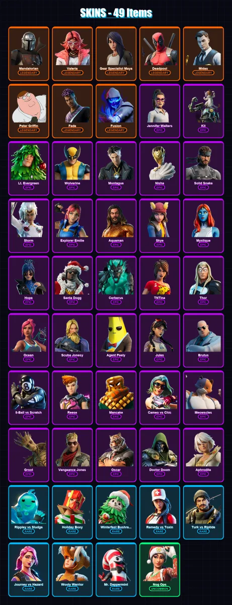[PC/XBOX/PSN] | Mandalorian | Valeria | Gear Specialist Maya | Deadpool | Midas | 49 skin | 55 pickaxe | 51 emote | 53 glider | Lv739 — Fortnite account