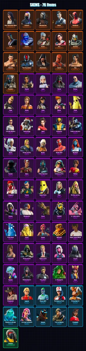 [PC/PSN] | Gear Specialist Maya | Catalyst | Mandalorian | Midas | Deadpool | 76 skin | 99 pickaxe | 81 emote | 97 glider | Lv1723