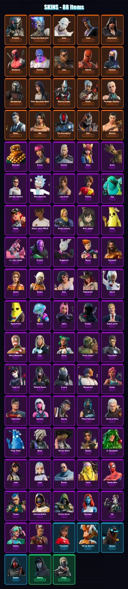[PC/PSN] | Predator | Renzo the Destroyer | Snap | Fade | Blackheart | 88 skin | 101 pickaxe | 80 emote | 100 glider | Lv1451