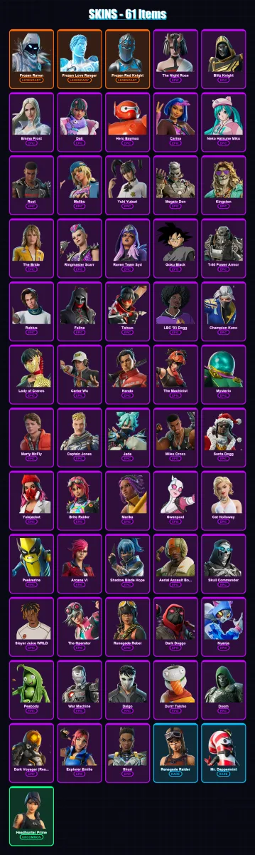 [PS4/PS5/PC] | Frozen Raven | Frozen Love Ranger | Frozen Red Knight | 61 skin | Lv919