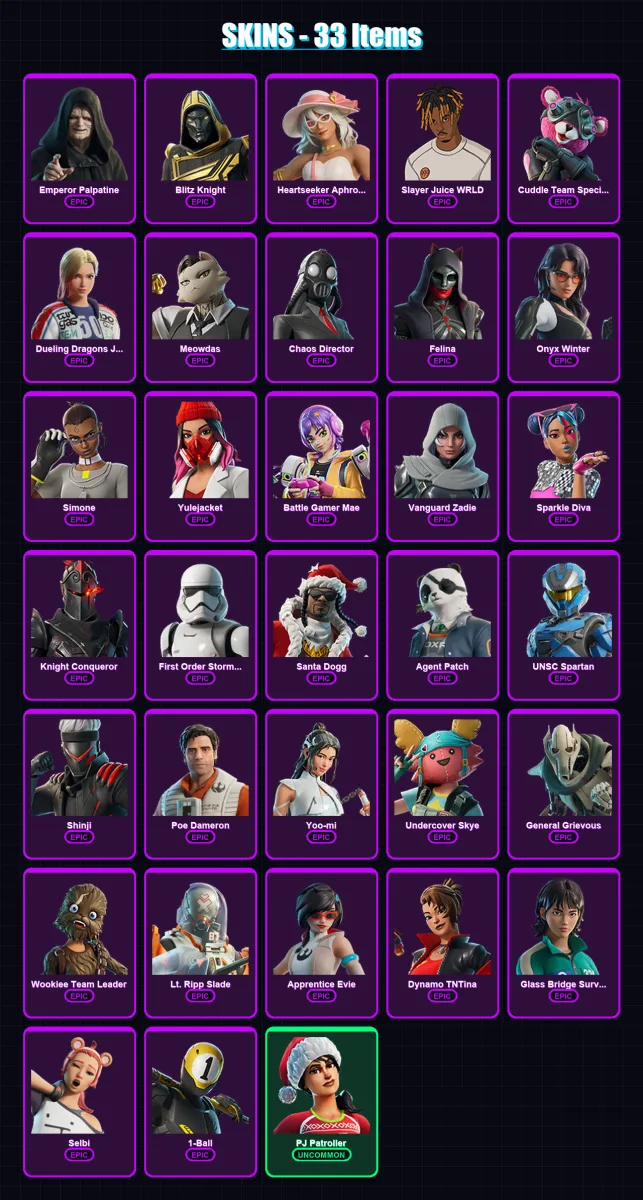 [PS4/PS5/XBOX/PC] | Emperor Palpatine | Blitz Knight | Heartseeker Aphrodite | 33 skin | Lv862