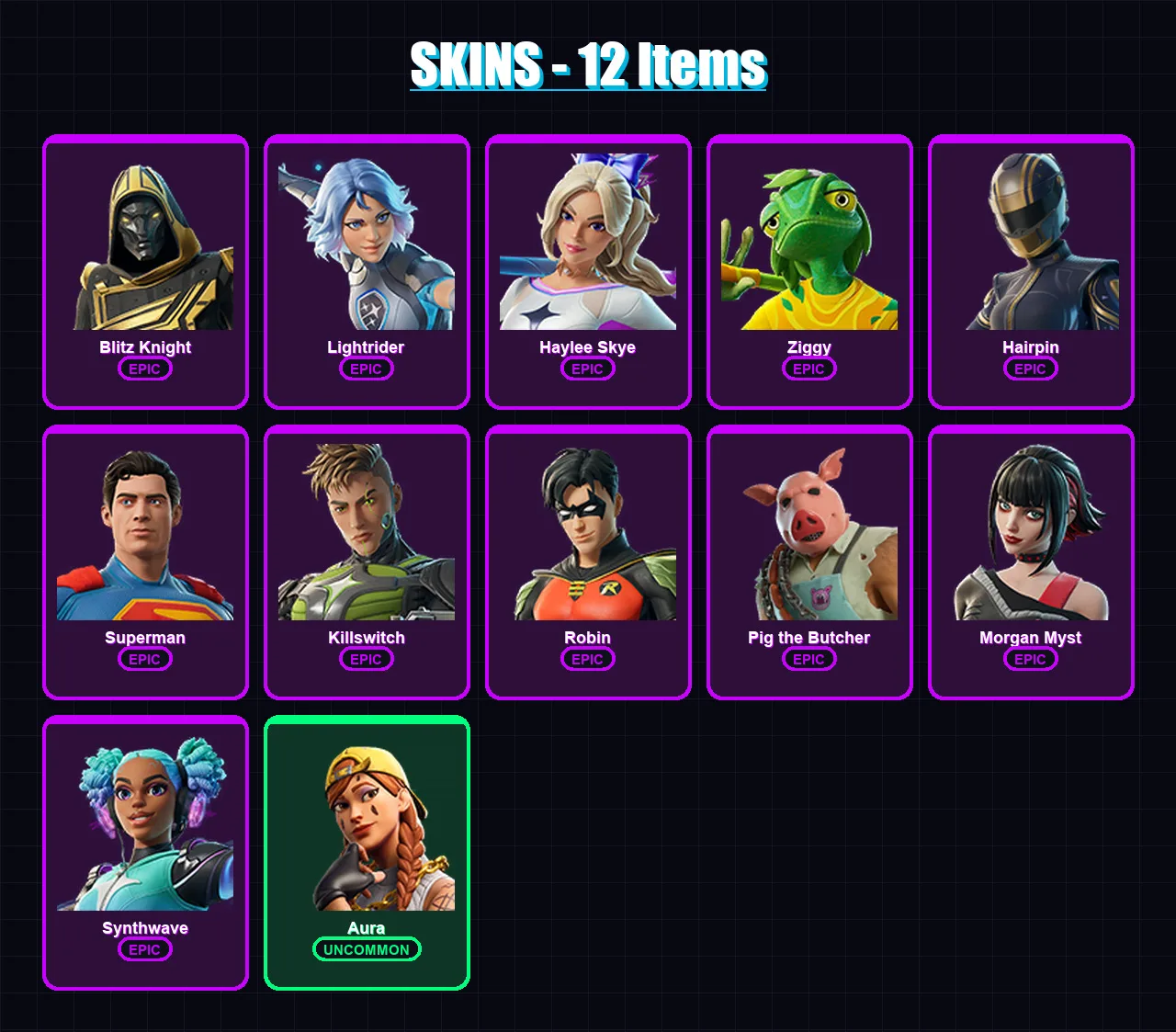 [PS4/PS5/XBOX/PC] | Blitz Knight | Lightrider | Haylee Skye | Ziggy | Hairpin | 12 skin | 34 pickaxe | 20 emote | 26 glider | Lv385
