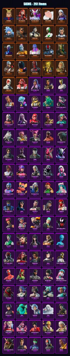[PC/XBOX/PSN] | All Might | The Imagined | The Cube Queen | Peter Griffin | Torin | 261 skin | 210 pickaxe | 186 emote | 124 glider | Lv2873