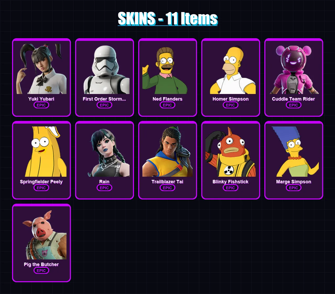 [PC/XBOX] | Yuki Yubari | First Order Stormtrooper | Ned Flanders | 11 skin | Lv388