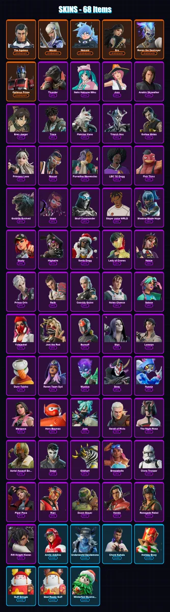 [PC/XBOX/PSN] | The Ageless | Mizuki | Nezumi | Era | Renzo the Destroyer | 68 skin | 91 pickaxe | 67 emote | 69 glider | Lv930