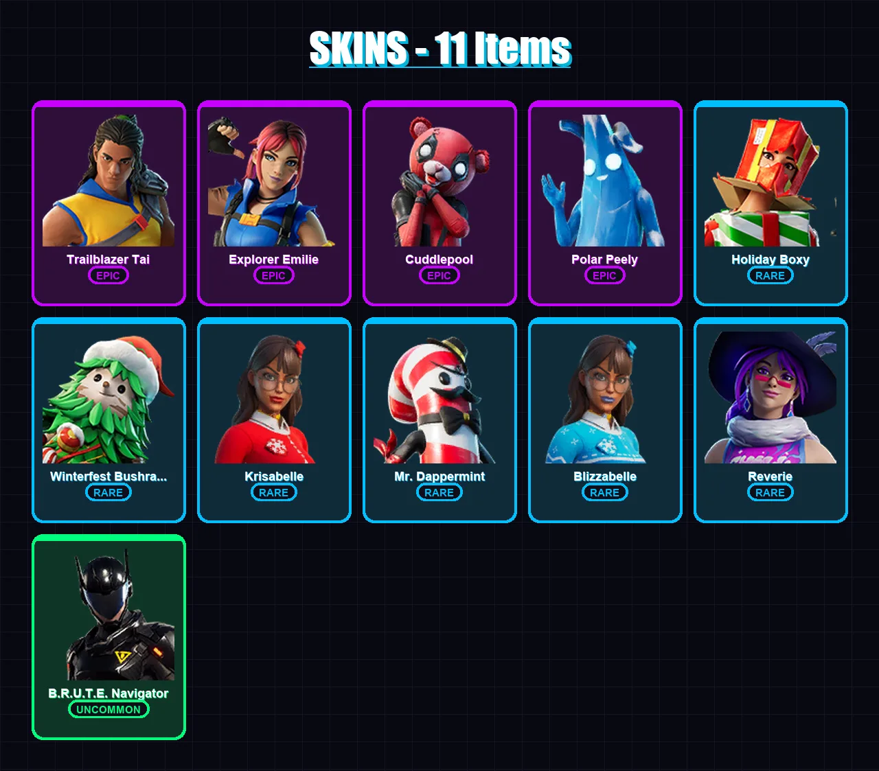 [PS4/PS5/XBOX/PC] | Trailblazer Tai | Explorer Emilie | Cuddlepool | Polar Peely | Holiday Boxy | 11 skin | 12 pickaxe | 12 emote | 12 glider | Lv13