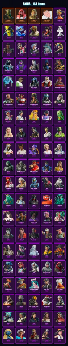 [PC/PSN] | Hades | Valeria | Zeus | Peter Griffin | Tide Strider | 153 skin | 195 pickaxe | 172 emote | 100 glider | Lv1853