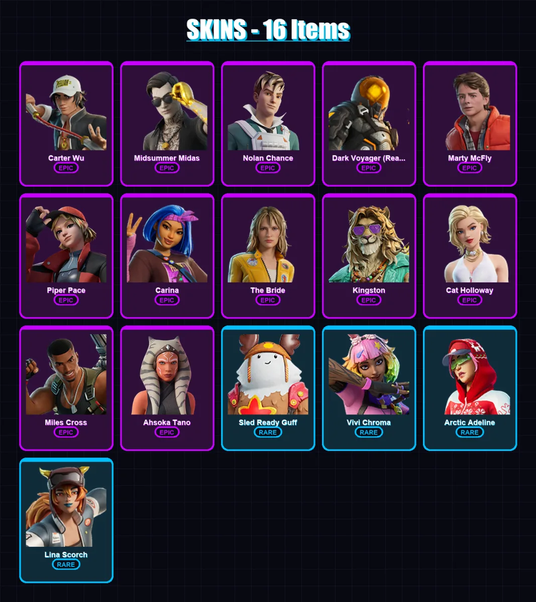 [PS4/PS5/XBOX/PC] | Carter Wu | Midsummer Midas | Nolan Chance | 16 skin | Lv238