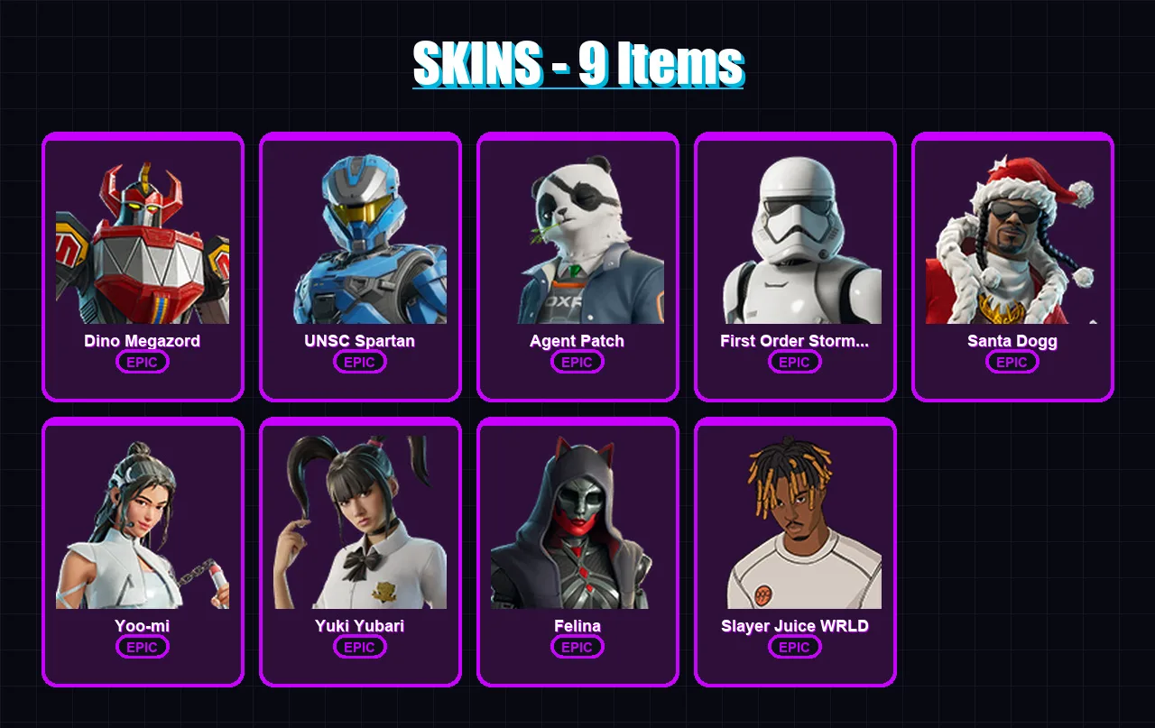 [PC/XBOX/PSN] | Dino Megazord | UNSC Spartan | Agent Patch | 9 skin | Lv485