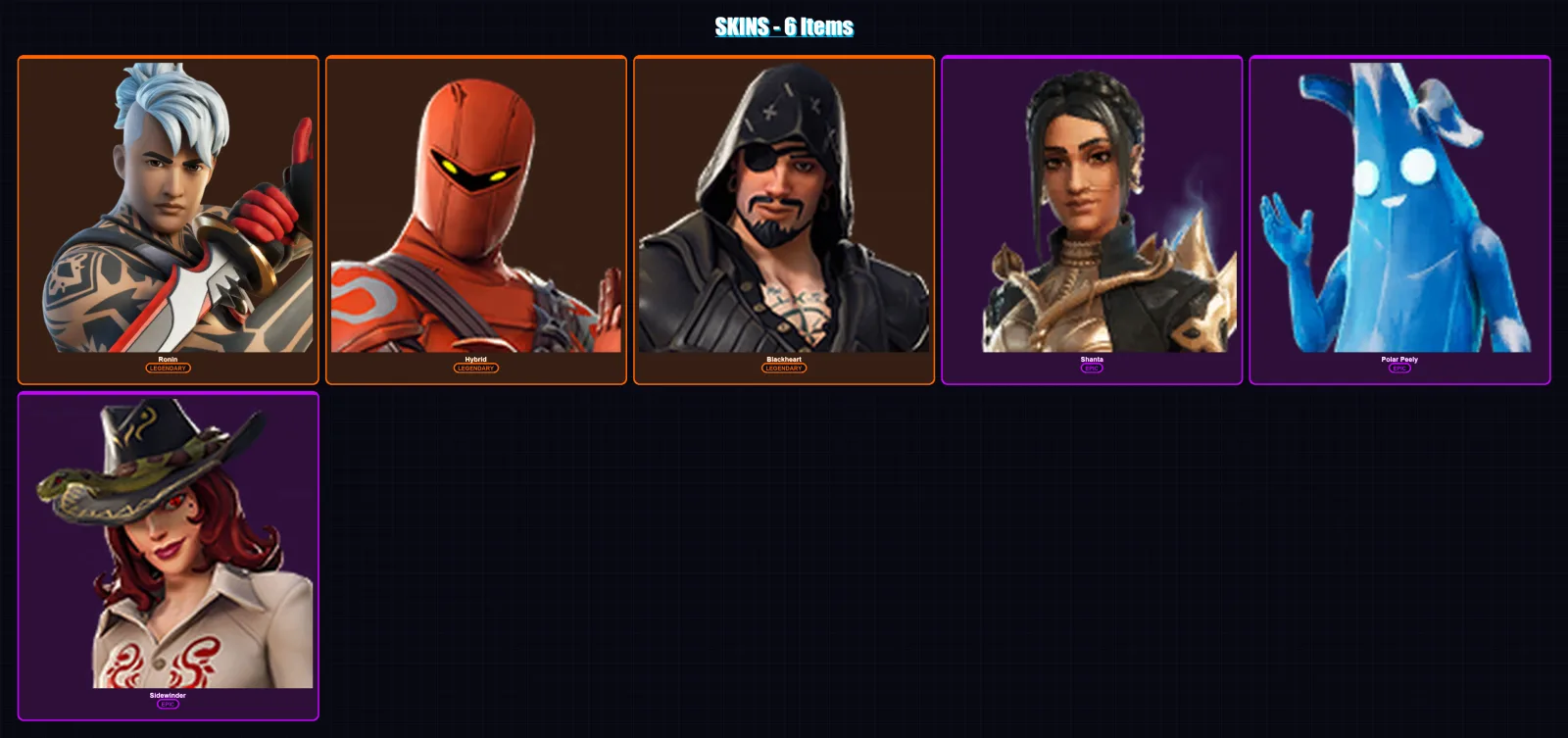 [PS4/PS5/XBOX/PC] | Ronin | Hybrid | Blackheart | Shanta | Polar Peely | 6 skin | 16 pickaxe | 18 emote | 18 glider | Lv285