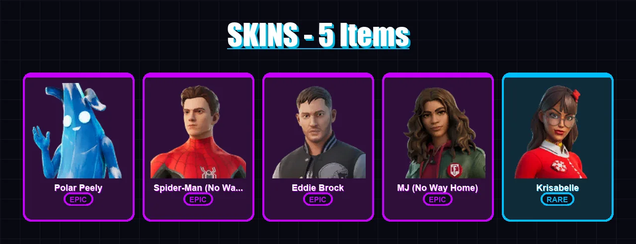[PS4/PS5/XBOX/PC] | Polar Peely | Spider-Man (No Way Home) | Eddie Brock | 5 skin | Lv46