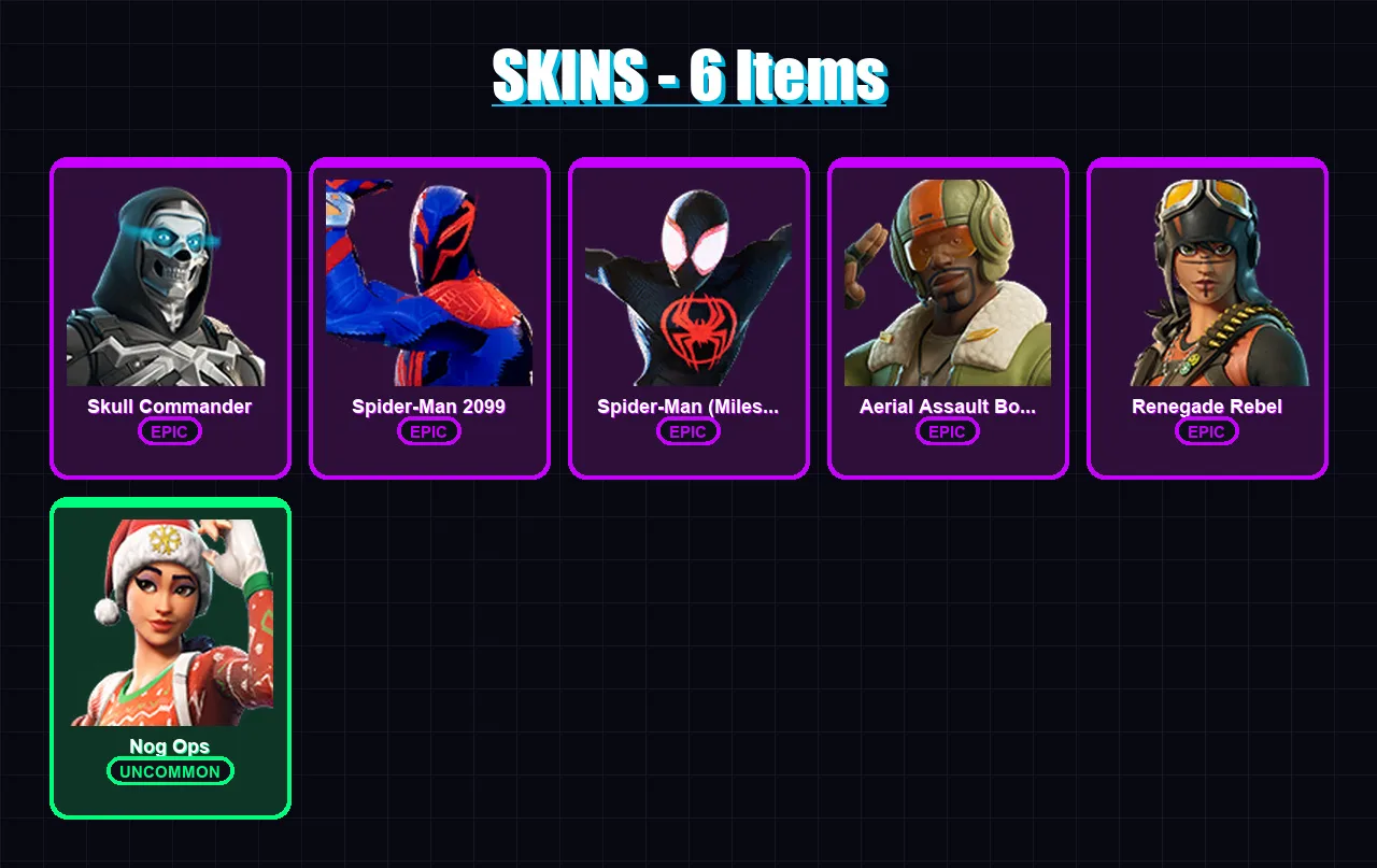 [PC/PSN] | Skull Commander | Spider-Man 2099 | Spider-Man (Miles Morales) | 6 skin | Lv58