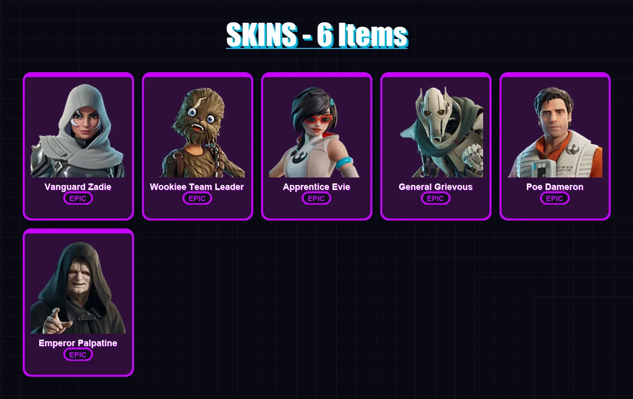 [PC/XBOX/PSN] | Vanguard Zadie | Wookiee Team Leader | Apprentice Evie | 6 skin | Lv138
