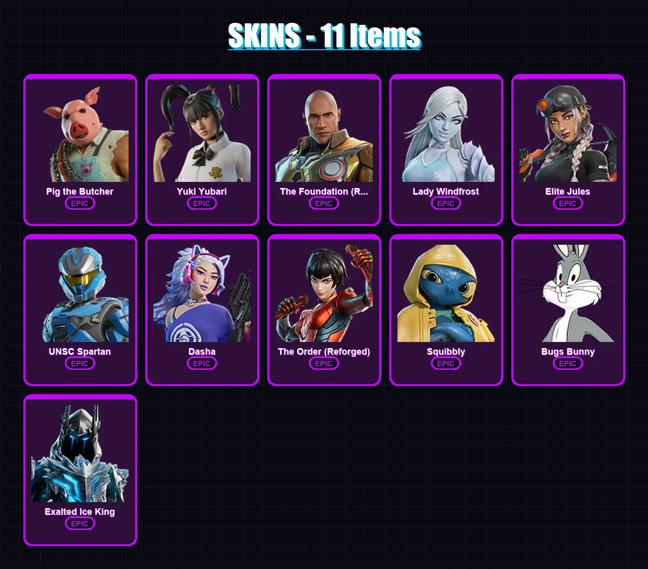 [PC/PSN] | Pig the Butcher | Yuki Yubari | The Foundation (Reforged) | 11 skin | Lv450