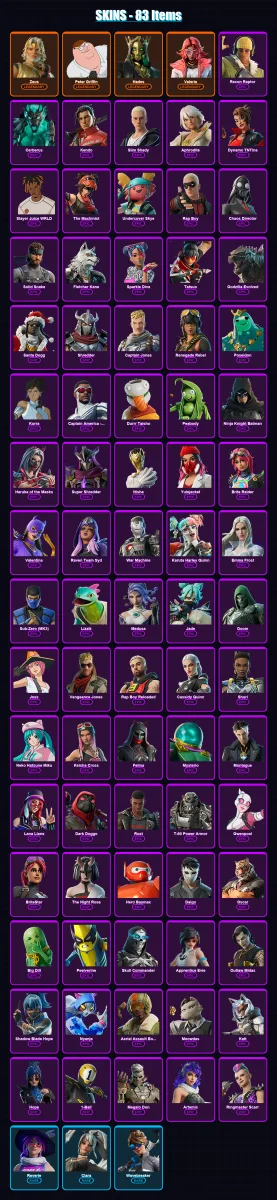 [SWITCH/XBOX/PSN/PC] | Zeus | Peter Griffin | Hades | Valeria | Recon Raptor | 83 skin | 109 pickaxe | 75 emote | 69 glider | Lv946