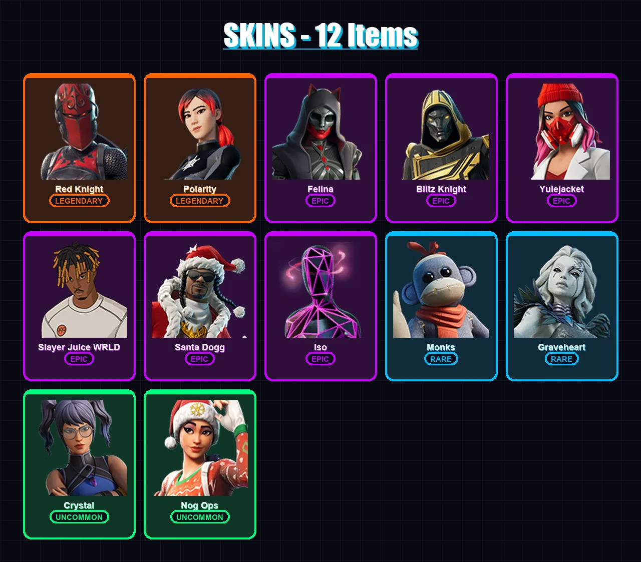 [PC/XBOX/PSN] | Red Knight | Polarity | Felina | Blitz Knight | Yulejacket | 12 skin | 35 pickaxe | 12 emote | 21 glider | Lv400