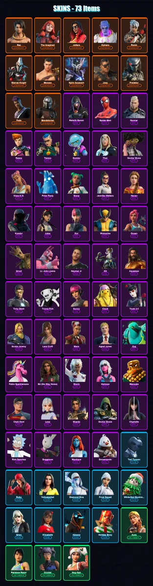 [PC/XBOX/PSN] | Raz | The Imagined | Joltara | Kymera | Ronin | 73 skin | 71 pickaxe | 52 emote | 68 glider | Lv978