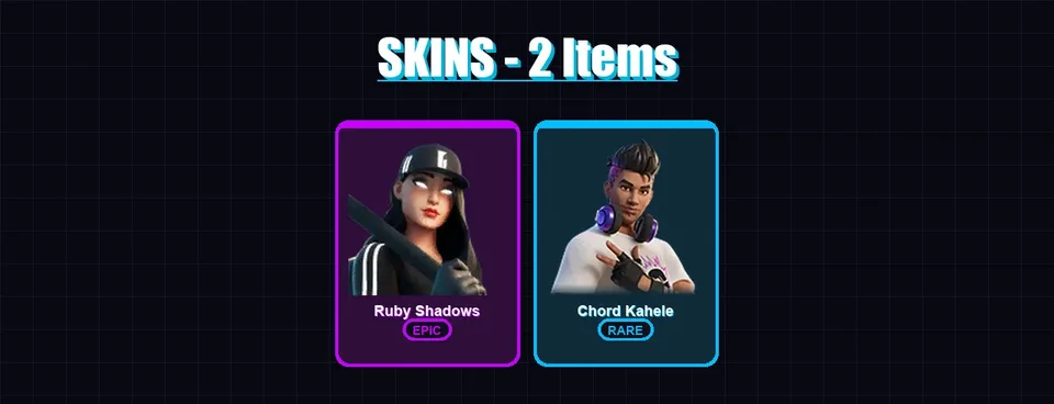 [PC/XBOX/PSN] | Ruby Shadows | Chord Kahele | 2 skin | 5 pickaxe | 4 emote | 7 glider | Lv54 — main preview