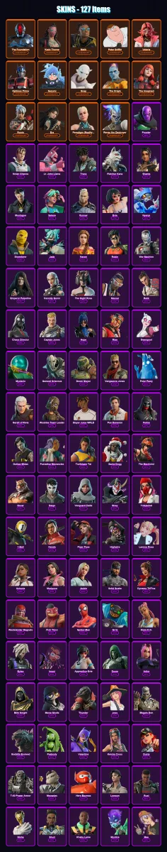[PC/PSN] | The Foundation | Kado Thorne | Malik | Peter Griffin | Valeria | 127 skin | 168 pickaxe | 106 emote | 134 glider | Lv1979