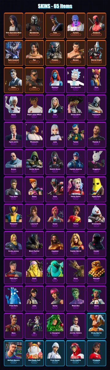 [PC/PSN] | Gear Specialist Maya | Mandalorian | Fade | Kymera | Deadpool | 65 skin | 81 pickaxe | 58 emote | 73 glider | Lv1128 — Fortnite account