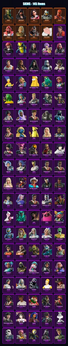 [PC/XBOX/PSN] | Hades | Blackheart | Rox | Sentinel | Hybrid | 145 skin | 169 pickaxe | 140 emote | 104 glider | Lv2031