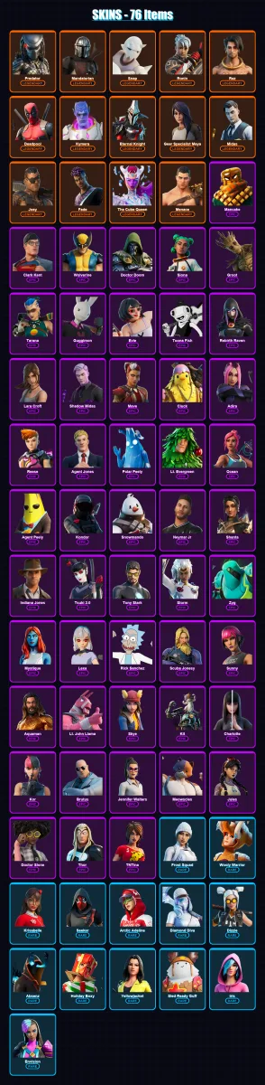 [SWITCH/XBOX/PSN/PC] | Predator | Mandalorian | Snap | Ronin | Raz | 76 skin | 83 pickaxe | 64 emote | 77 glider | Lv1250