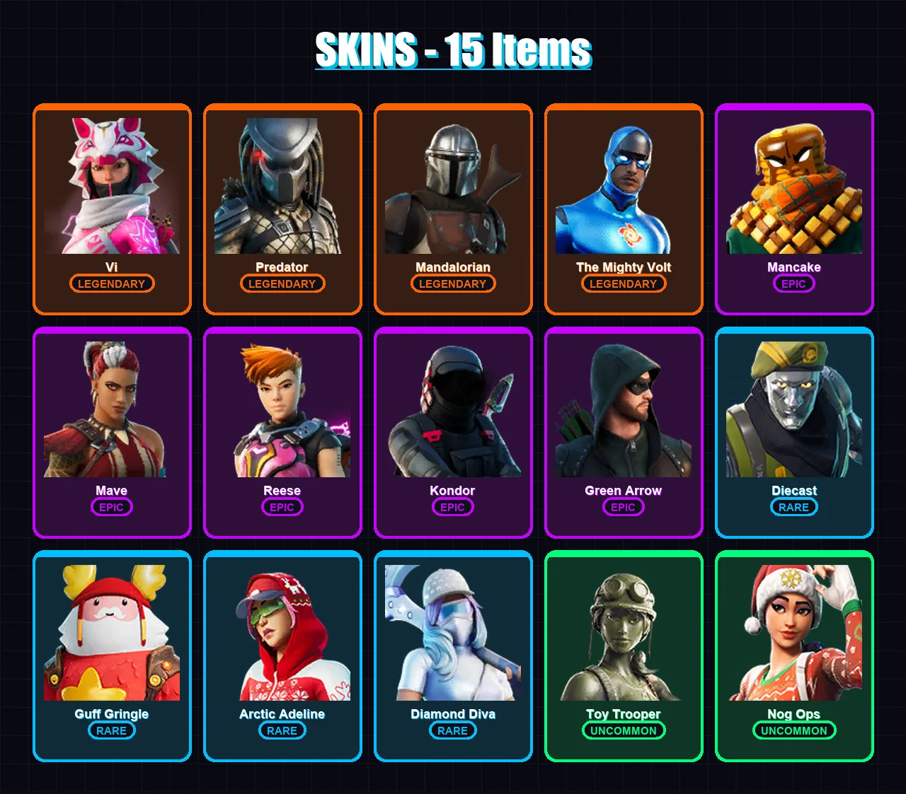 [PC/XBOX/PSN] | Vi | Predator | Mandalorian | The Mighty Volt | Mancake | 15 skin | 16 pickaxe | 19 emote | 15 glider | Lv176