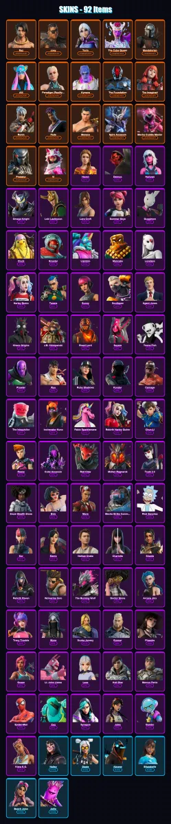 [PC/XBOX/PSN] | Raz | Joey | Torin | The Cube Queen | Mandalorian | 92 skin | 81 pickaxe | 46 emote | 58 glider | Lv704