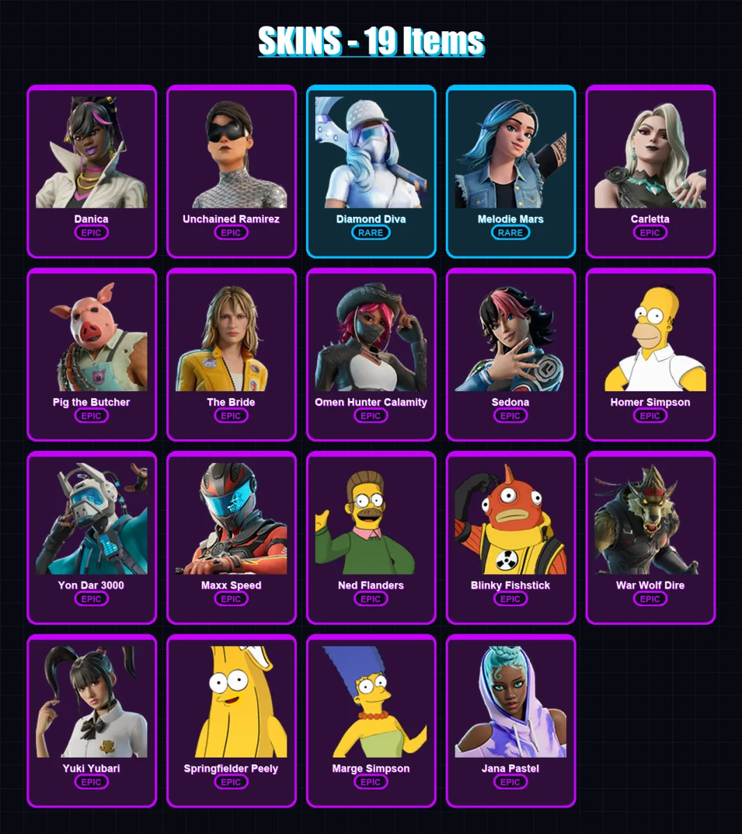 [PS4/PS5/XBOX/PC] | Danica | Unchained Ramirez | Diamond Diva | Melodie Mars | Carletta | 19 skin | 26 pickaxe | 19 emote | 13 glider | Lv164 — Fortnite account