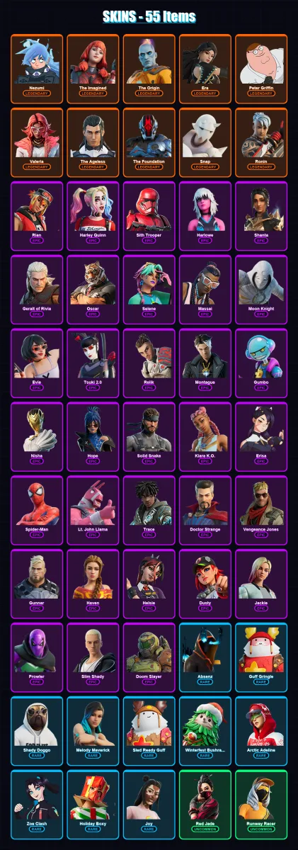 [PC/XBOX/PSN] | Nezumi | The Imagined | The Origin | Era | Peter Griffin | 55 skin | 43 pickaxe | 58 emote | 39 glider | Lv535