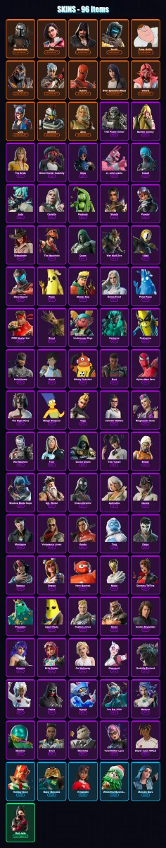[PC/PSN] | Mandalorian | Rox | Blackheart | Zenith | Peter Griffin | 96 skin | 114 pickaxe | 101 emote | 93 glider | Lv1047
