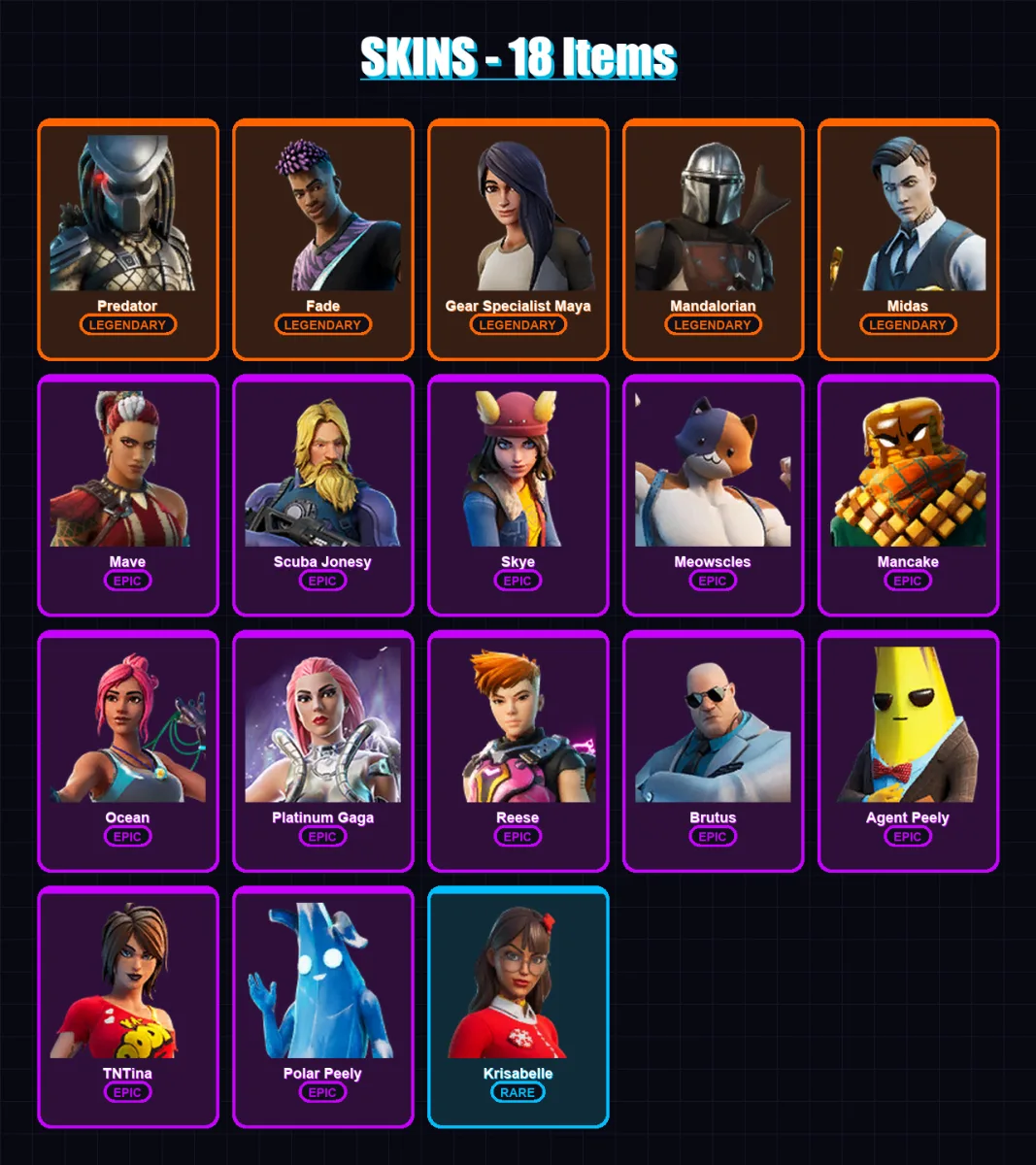 [PC/PSN] | Predator | Fade | Gear Specialist Maya | Mandalorian | Midas | 18 skin | 28 pickaxe | 23 emote | 38 glider | Lv440 — Fortnite account