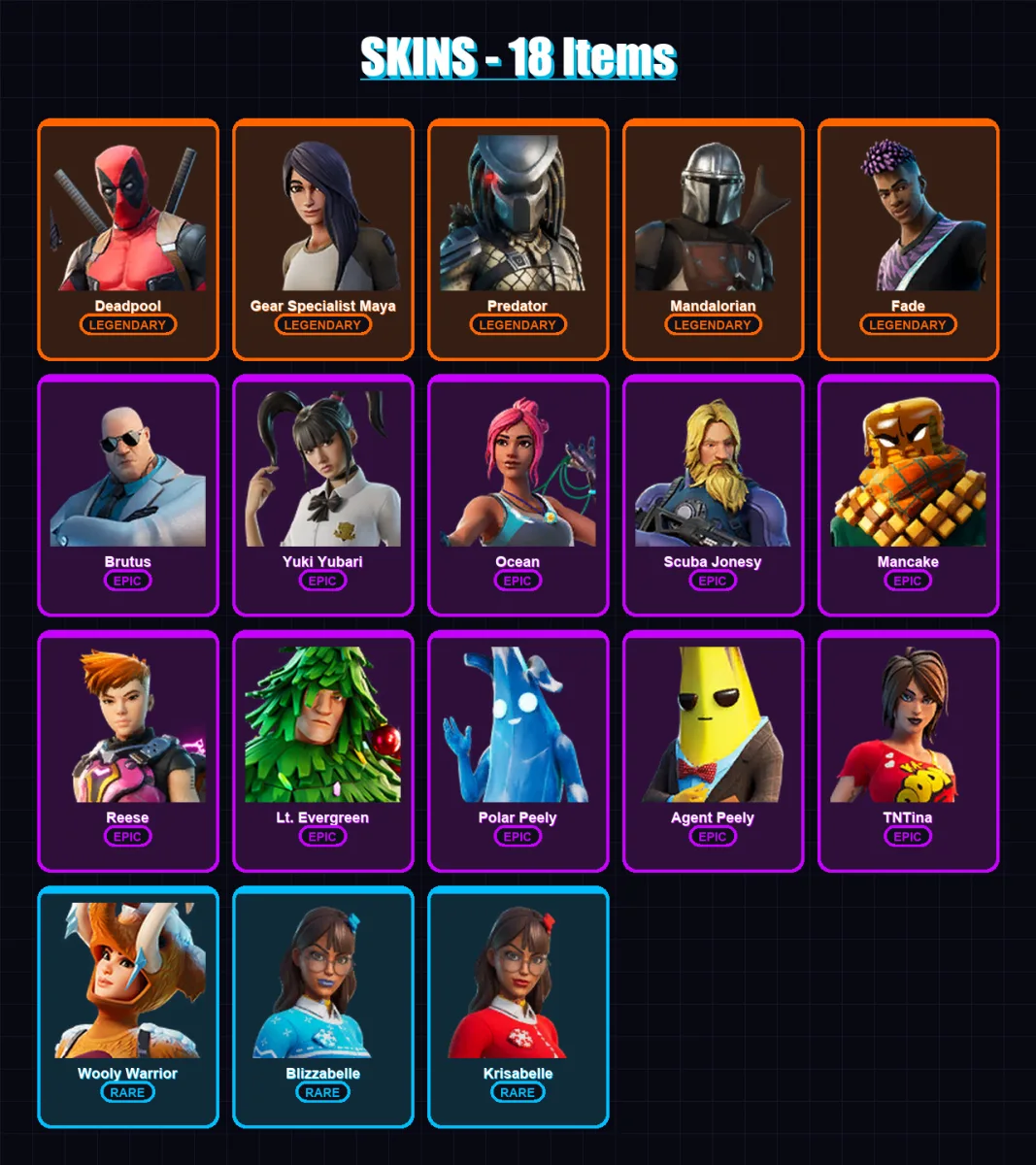 [PC/XBOX/PSN] | Deadpool | Gear Specialist Maya | Predator | Mandalorian | Fade | 18 skin | 32 pickaxe | 36 emote | 34 glider | Lv495 — Fortnite account