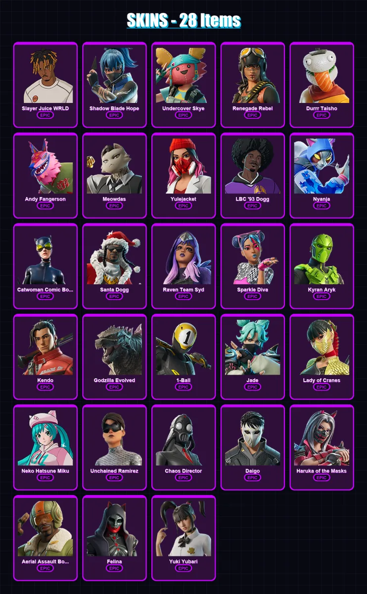 [PC/XBOX/PSN] | Slayer Juice WRLD | Shadow Blade Hope | Undercover Skye | 28 skin | Lv257 — Game account