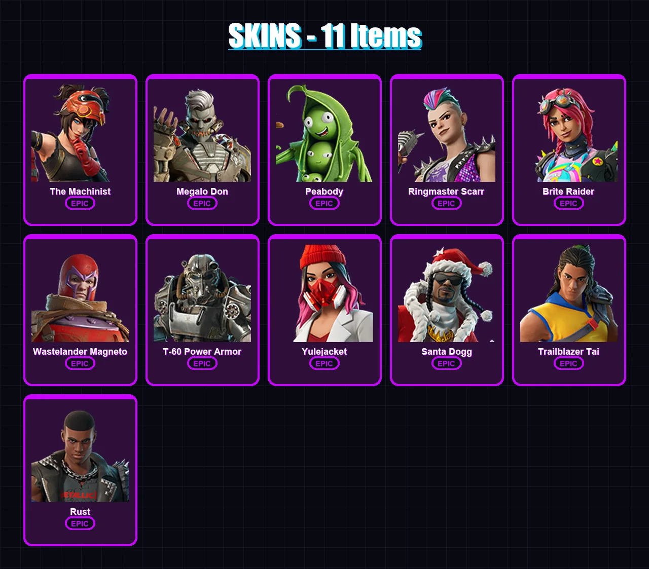 [PC/XBOX/PSN] | The Machinist | Megalo Don | Peabody | Ringmaster Scarr | Brite Raider | 11 skin | 37 pickaxe | 21 emote | 25 glider | Lv493 — Fortnite account