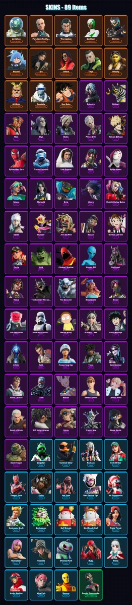 [PC/XBOX/PSN] | Leviathan | Paradigm (Reality-659) | The Ageless | Backlash | Oblivion | 89 skin | 63 pickaxe | 67 emote | 33 glider | Lv336