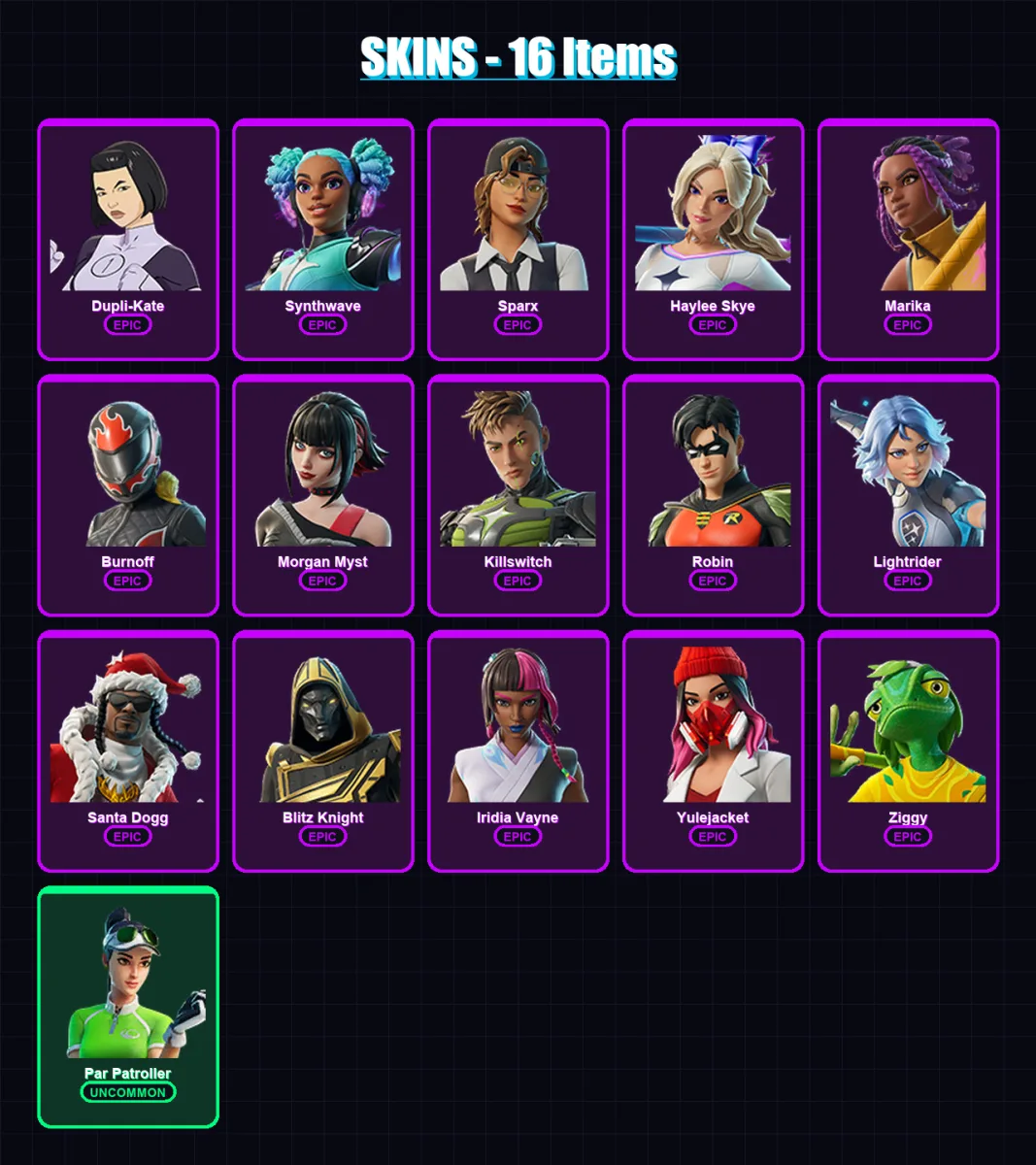 [PC/XBOX/PSN] | Dupli-Kate | Synthwave | Sparx | Haylee Skye | Marika | 16 skin | 51 pickaxe | 21 emote | 28 glider | Lv445 — Fortnite account