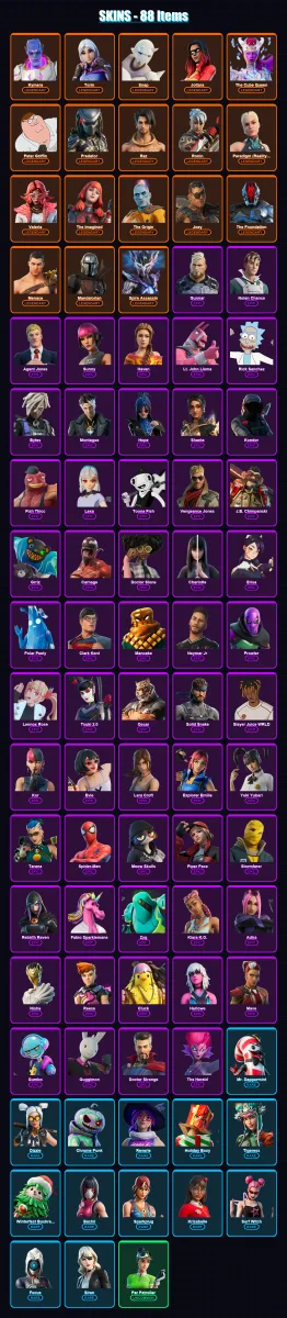 [PC/PSN] | Kymera | Torin | Snap | Joltara | The Cube Queen | 88 skin | 106 pickaxe | 61 emote | 87 glider | Lv1719